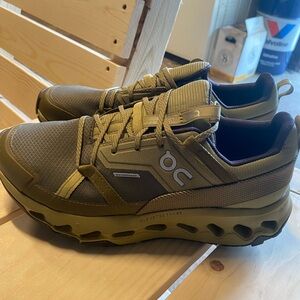 On Running Green Athletic Shoes with CloudTec Technology